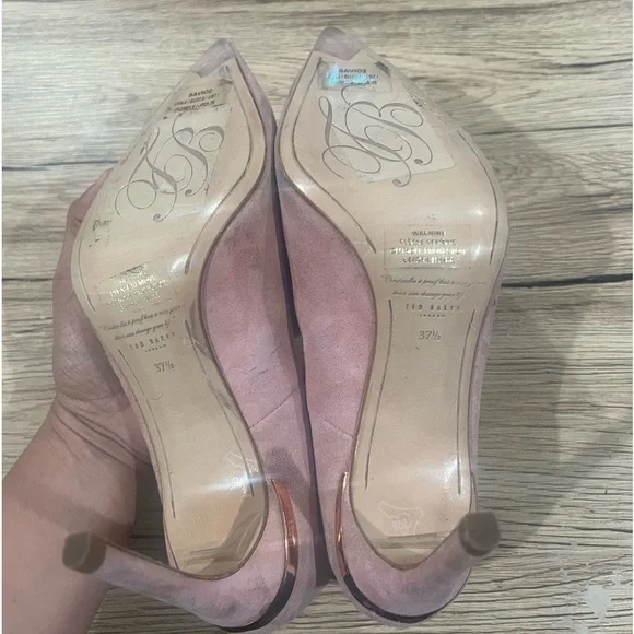 Ted Baker Pink Savio Suede Pointed Pumps Heels - Picture 2 of 8